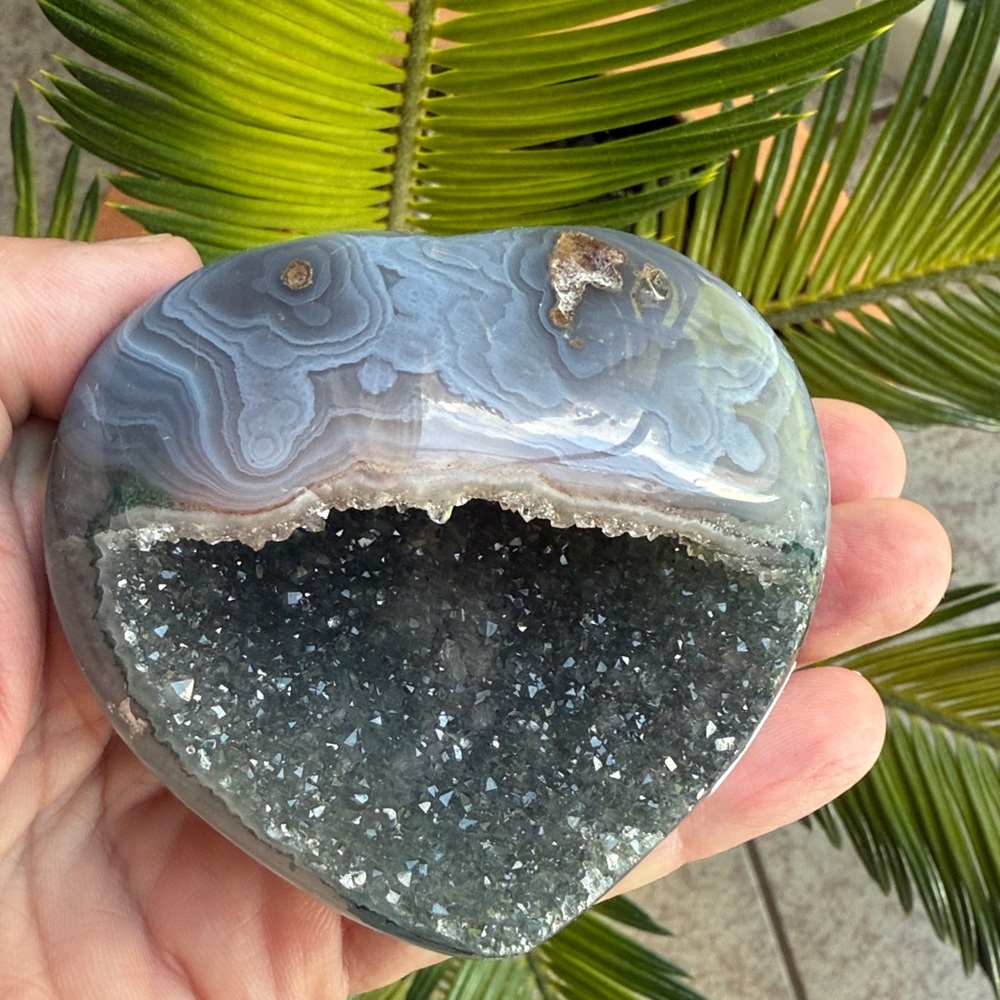 Agate crystal druzy heart - Picture 2 of 6